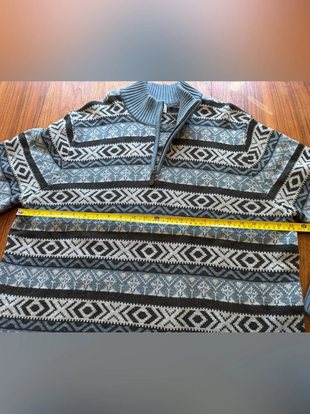 LL Bean Men’s Chunky Cotton Fair Isle 1/4 Zip Sweater in GUC XL Tall